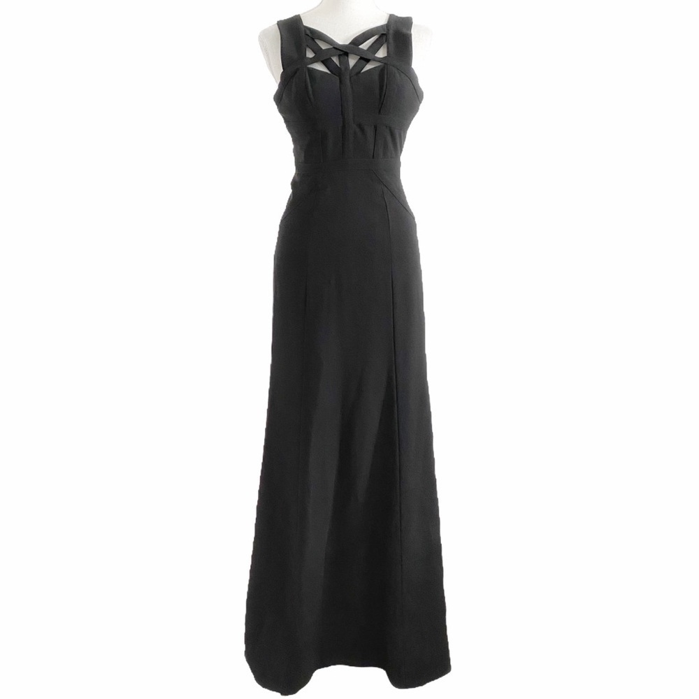 BCBGMaxAzria Black Strappy-Detail Gown